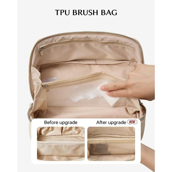 Women MF-Beige-C Large Capacity Cosmetic Travel Makeup Waterproof Portable Bag - Picture 4 of 7